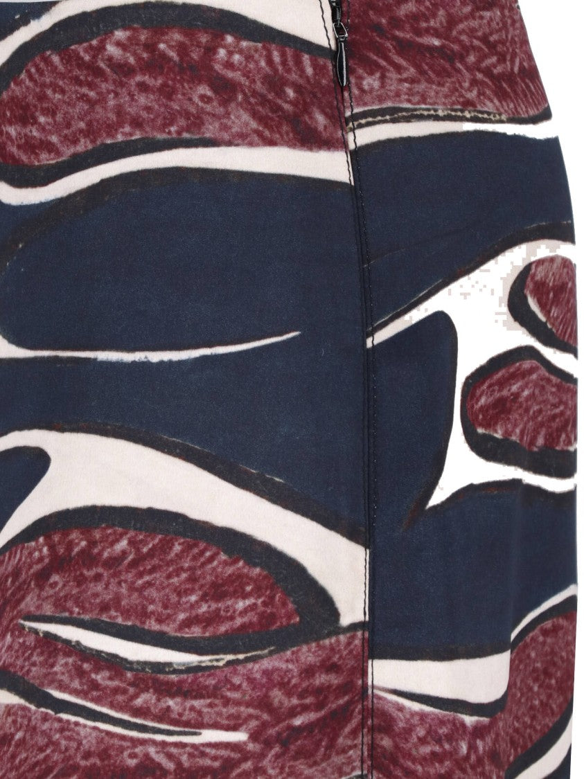 Marni High-Waisted Midi Skirt With Crimson Flow Pattern