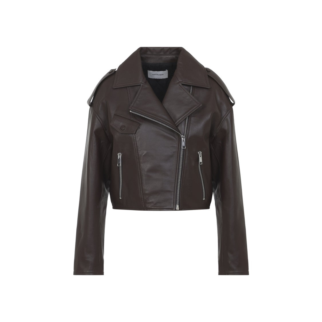 Yves Salomon Cropped Dark Brown Lambskin Jacket