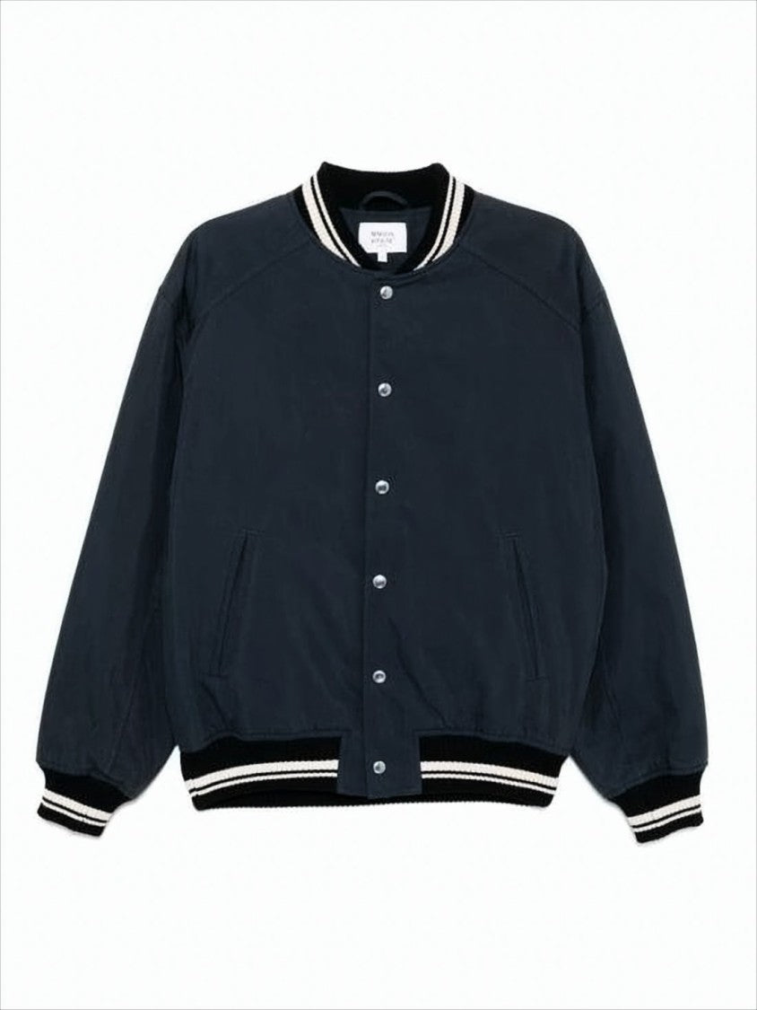 Maison Kitsuné Classic Blue Bomber Jacket With Contrast Detailing