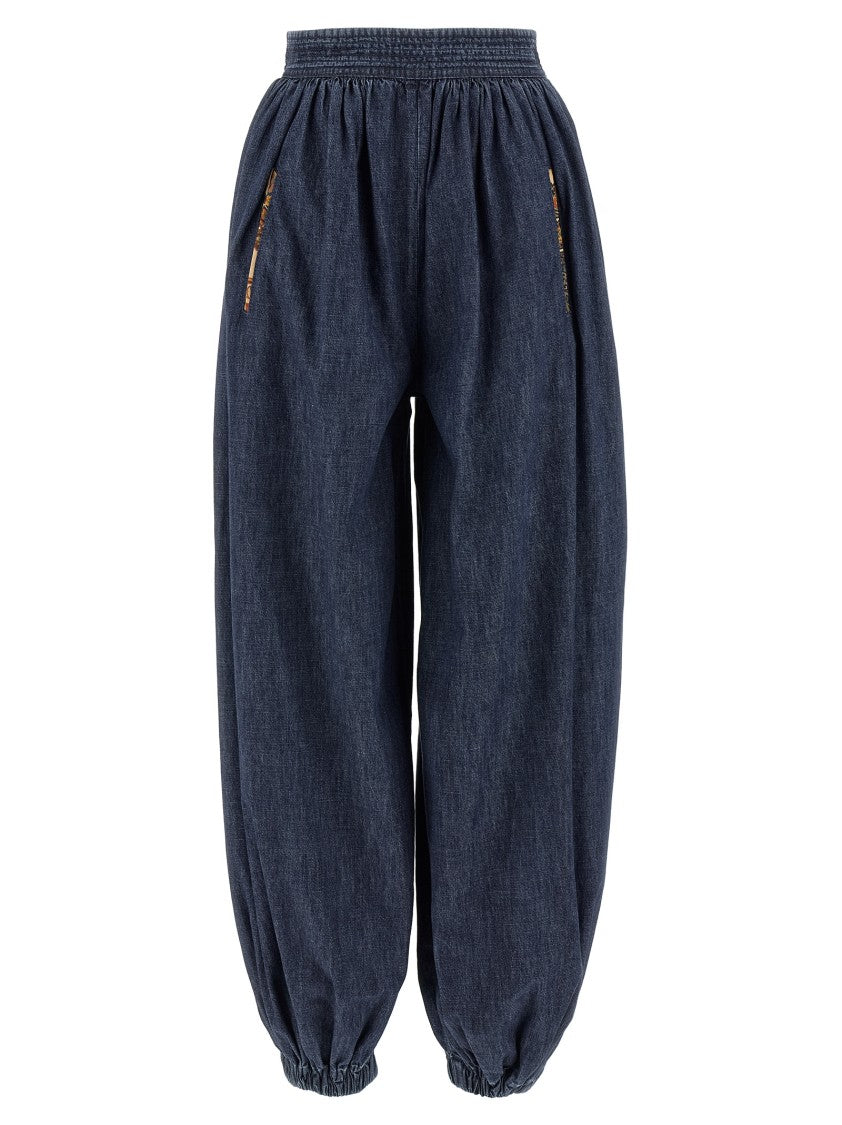 Valentino Garavani Balloon Fit Chambray Cotton Denim Pants