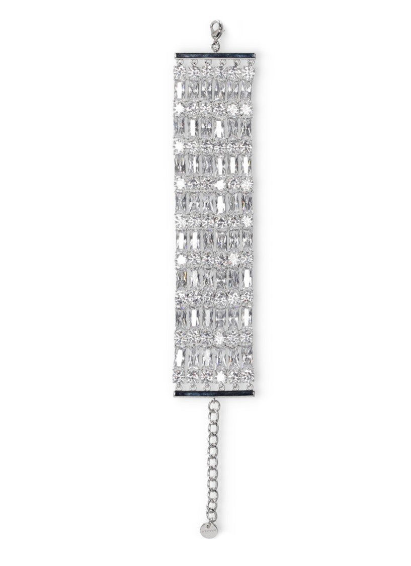 Self-Portrait Multi-Row Crystal-Embellished Brass Bracelet