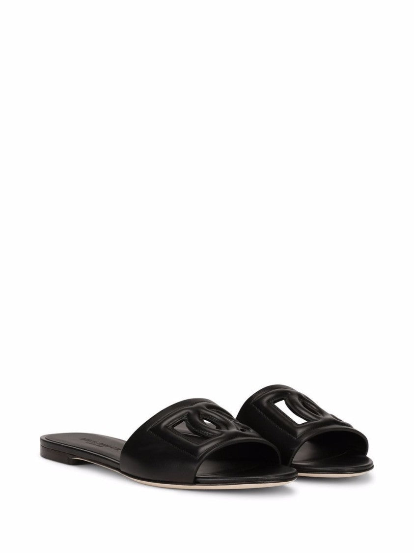 Dolce & Gabbana Black Calfskin Sandals