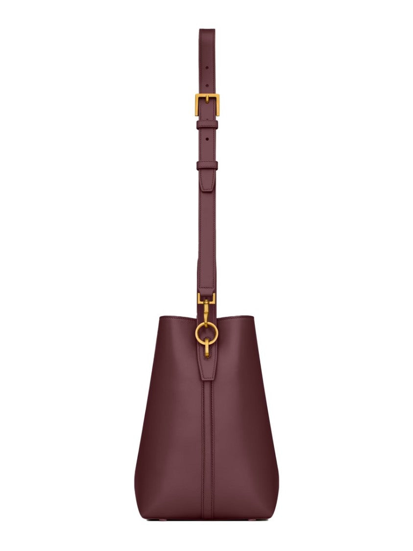 Saint Laurent Structured Shoulder Bag In Deep Bordeaux Calf Skin