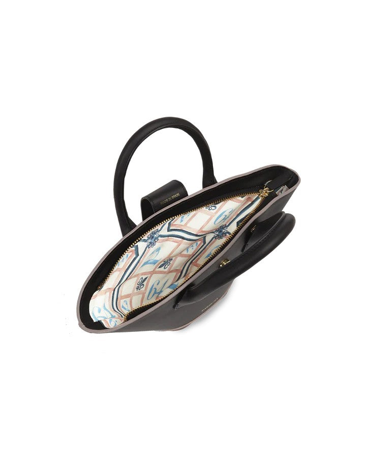 Paris64 Mini Tote-Inspired Black Leather Handbag