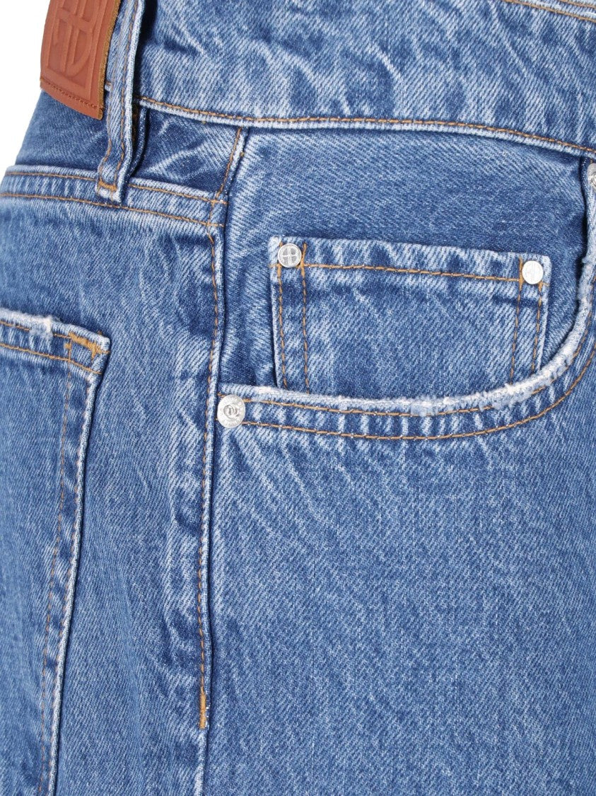 Anine Bing Blue Kate Regenerated Cotton Denim Straight-Leg Jeans