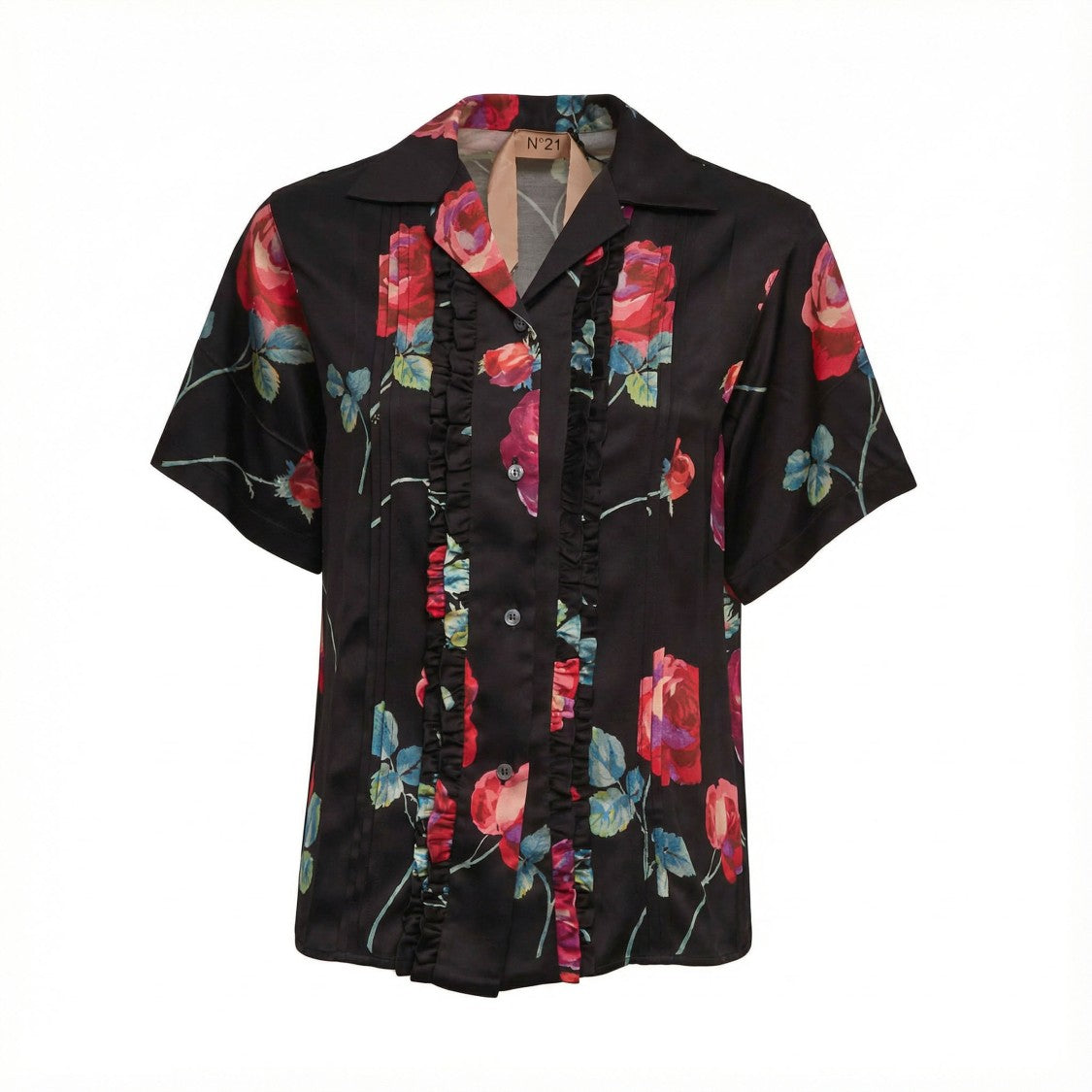 N°21 Floral Short-Sleeve Shirt With Pleats