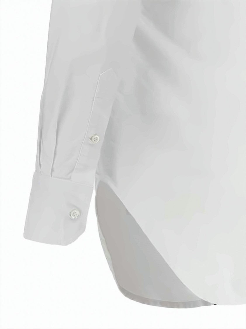 Thom Browne Classic Button-Down Shirt With Crisp Collar And Curved Hem