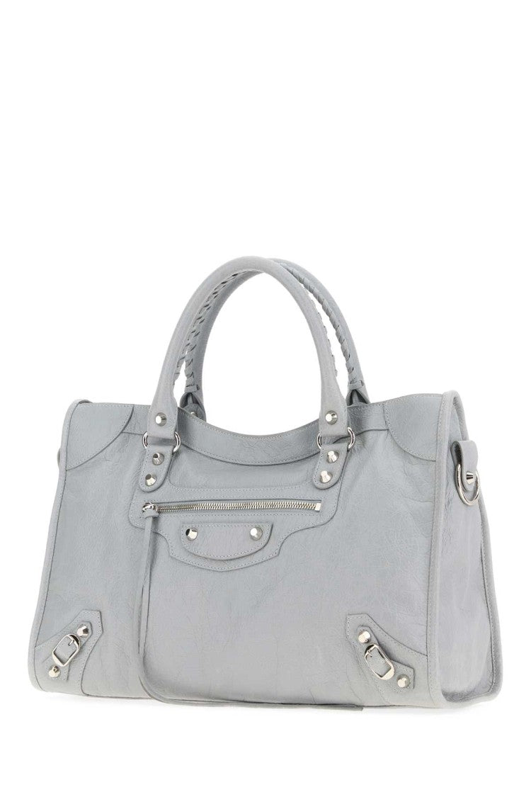 Balenciaga Light Grey Leather Medium Le City Handbag