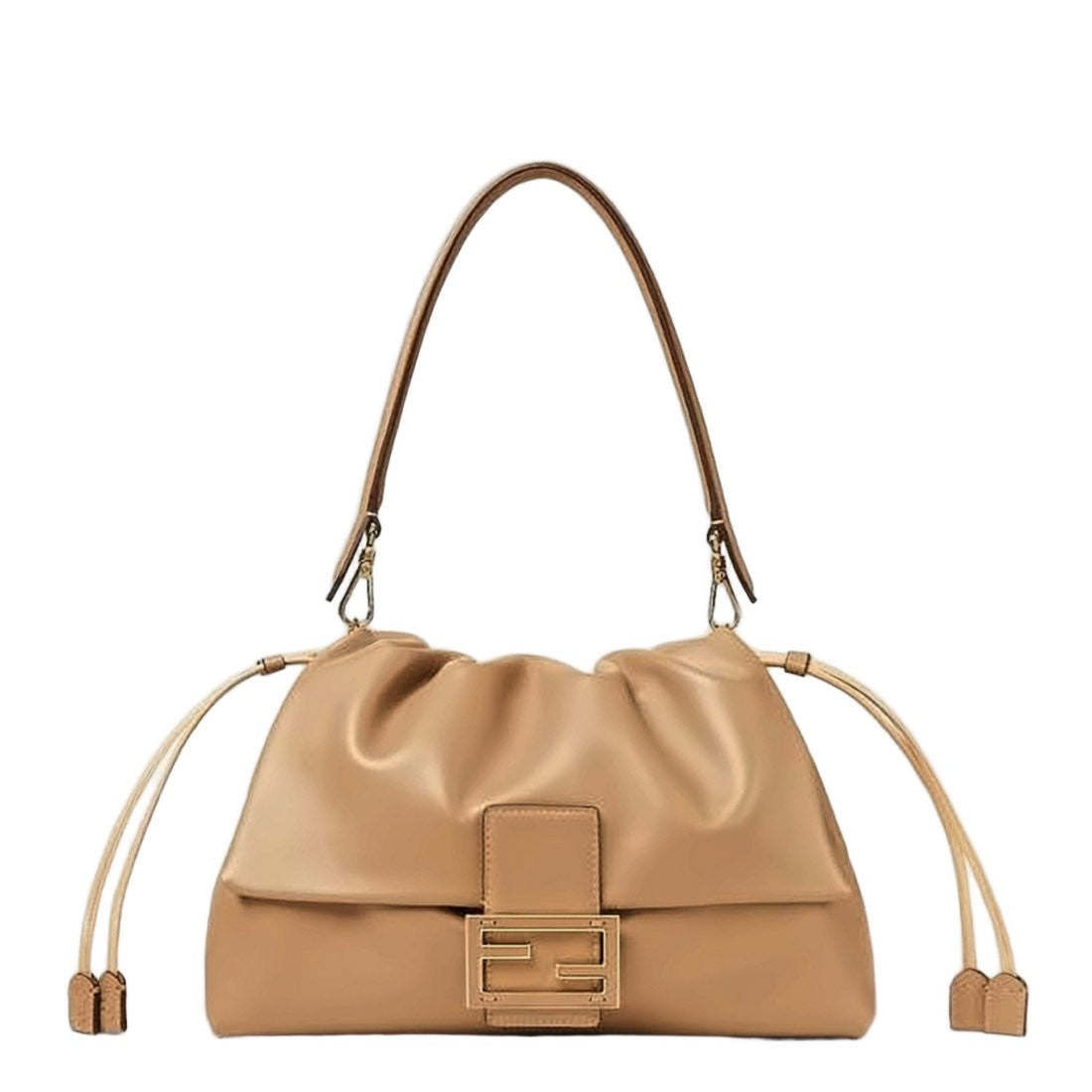 Fendi Soft Leather Shoulder Bag With Gathered Top