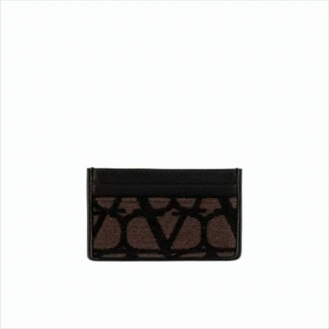Valentino Garavani Textured Fabric And Leather Card Wallet