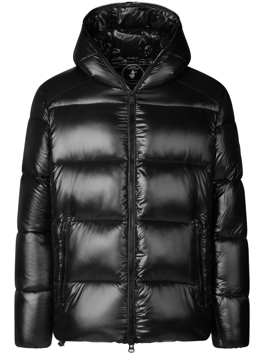 Save The Duck Quilted Hooded Puffer Jacket With Glossy Finish