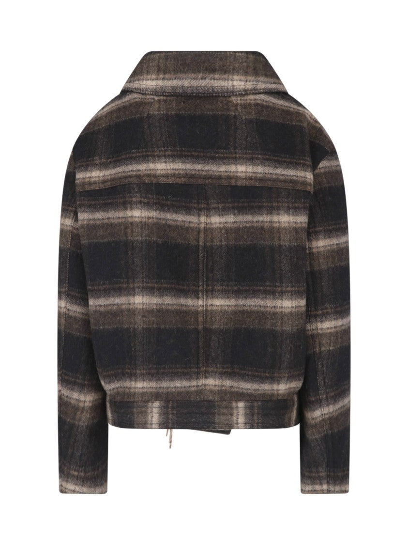 Isabel Marant Étoile Cropped Plaid Jacket With Fringe Detail And Classic Collar