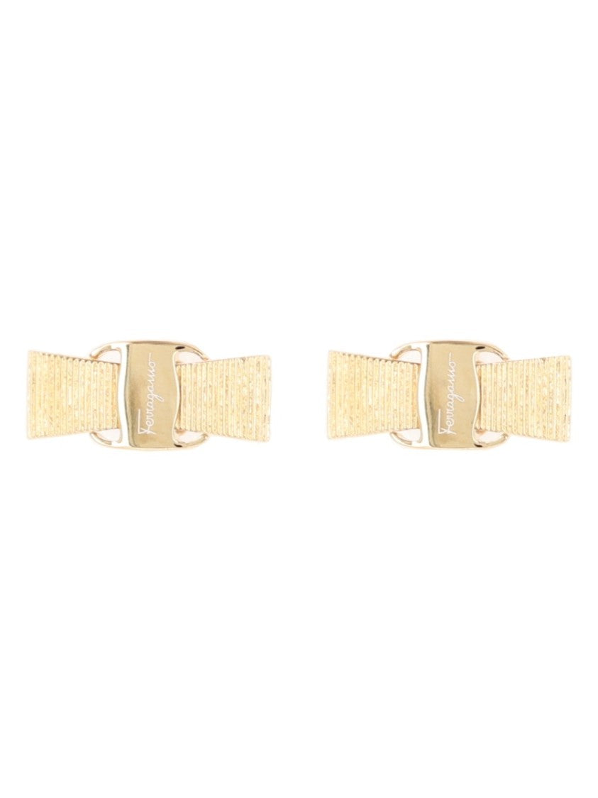 Ferragamo Gold Vara Bow Polished Brass Earrings