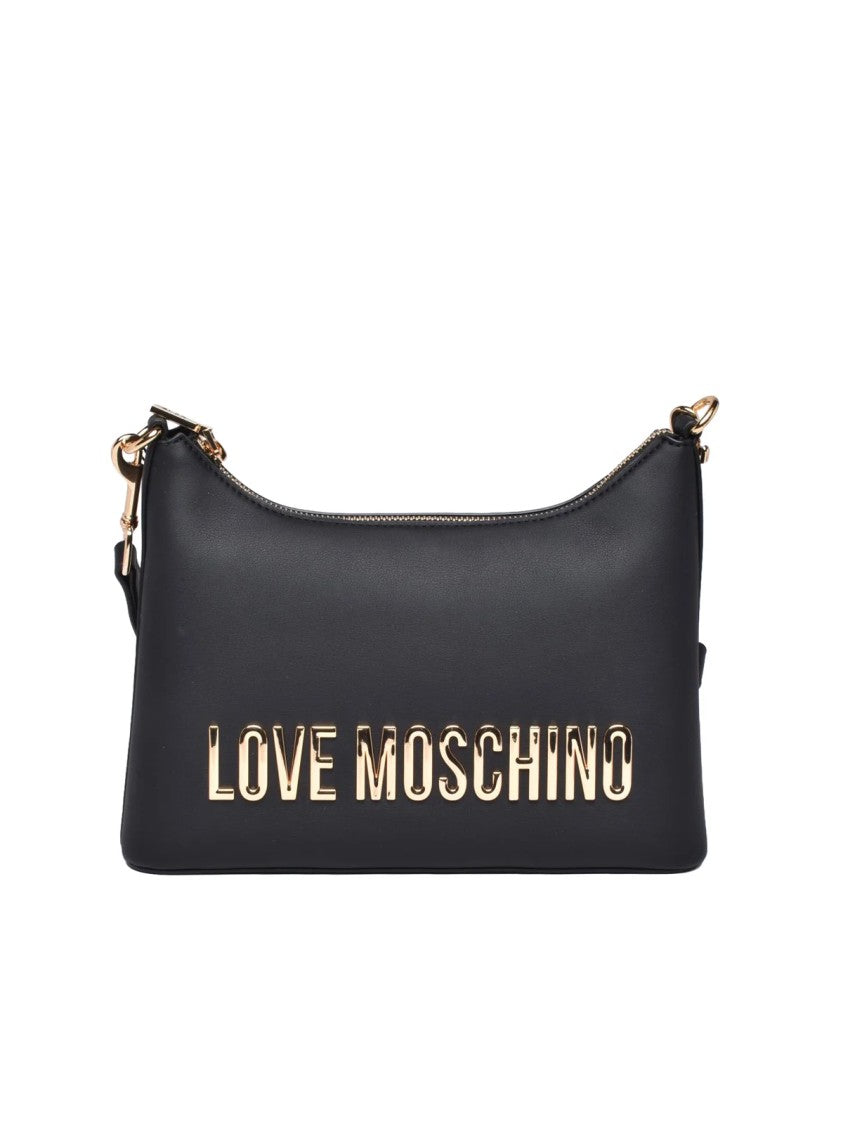 Love Moschino Black Polyurethane Gold-Hardware Shoulder Bag