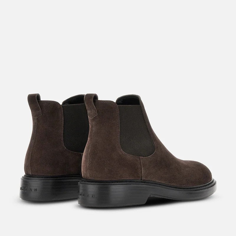 Hogan Dark Brown Suede Chelsea Boots