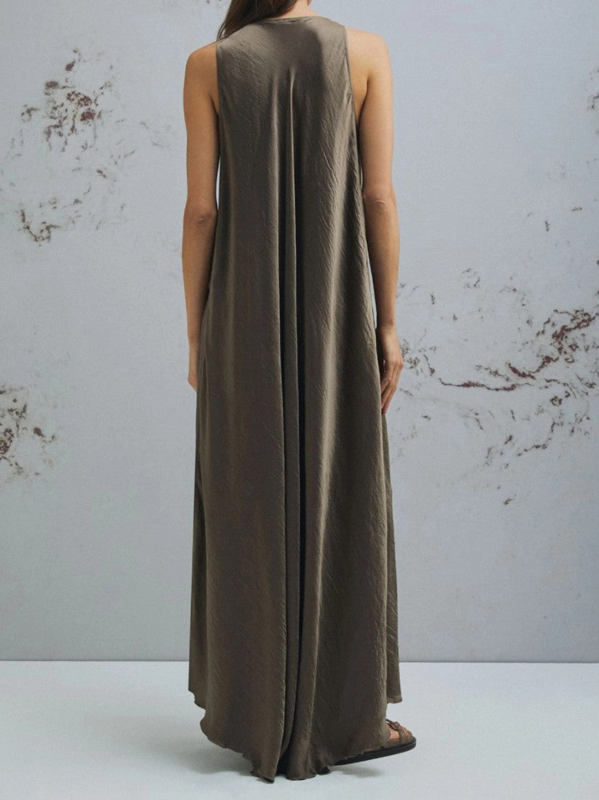Marella Brown Mlmalcool Flowing Sleeveless Acetate Dress