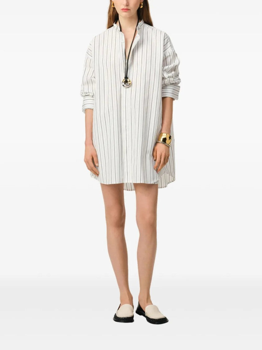 Ami White Striped Shirt With Wingtip Collar