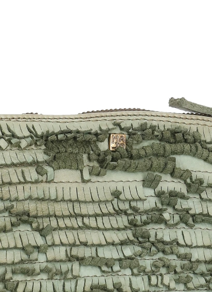 Majo Fringed Green Majo Leather Shoulder Bag
