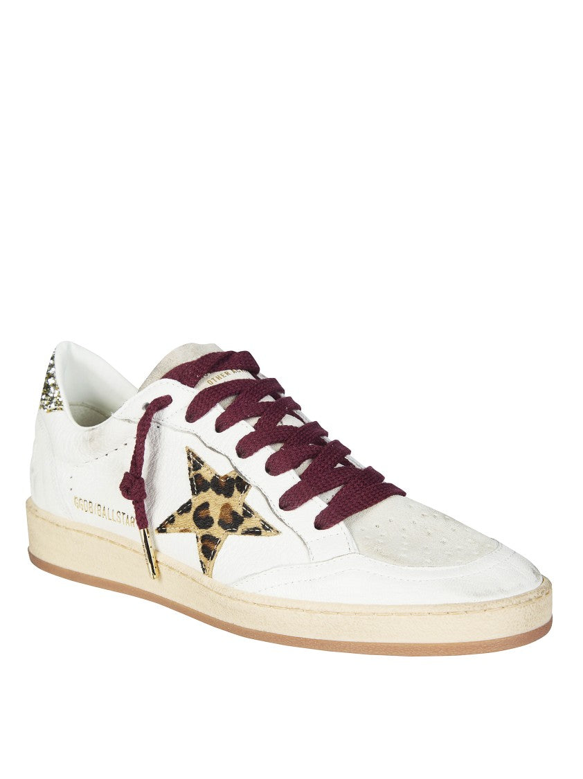 Golden Goose White Leather Leopard Suede Star Sneakers
