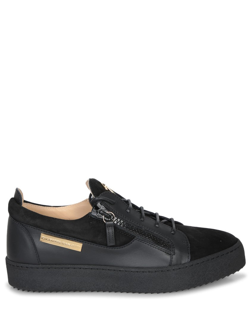Giuseppe Zanotti Contemporary Black Sneakers With Leather And Suede Finish