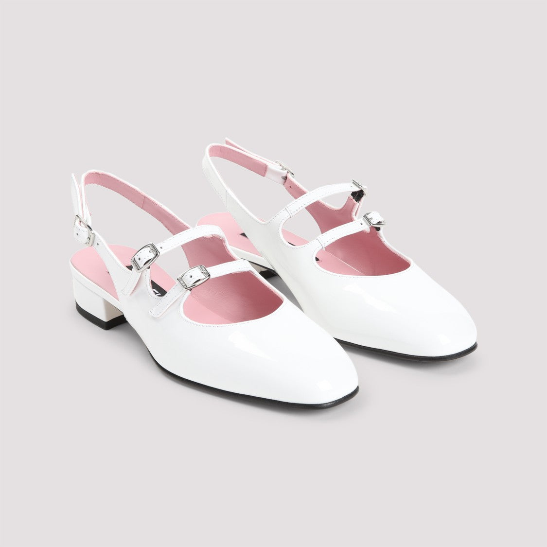 Carel Paris Patent Leather Slingback Slippers With Adjustable Straps