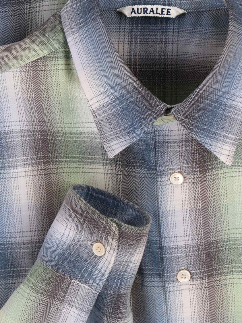 Auralee Multicolor Plaid Wool Shirt With Classic Collar
