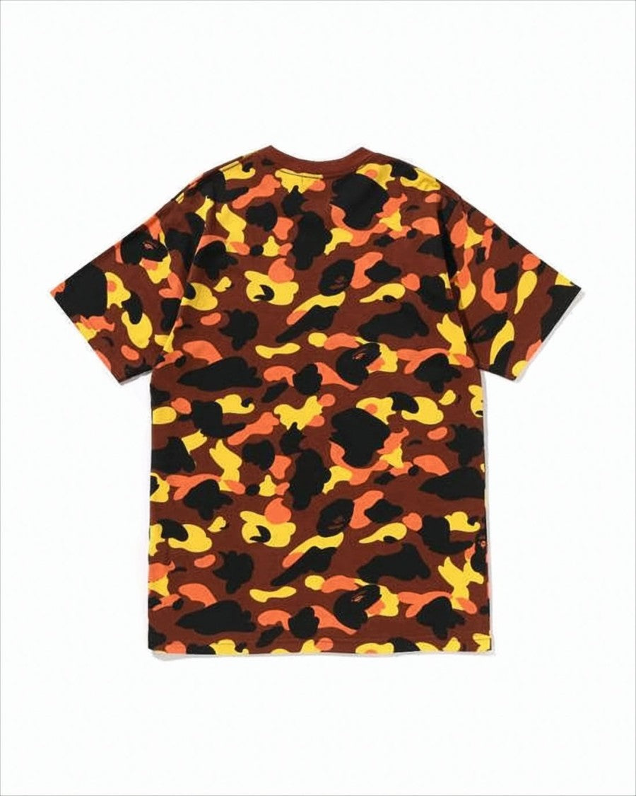 Bape Bold Camouflage Printed T-Shirt With Ape Graphic