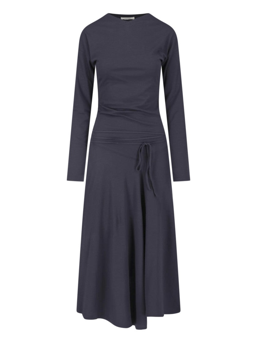 Lemaire Grey Gathered Front Cotton Maxi Dress