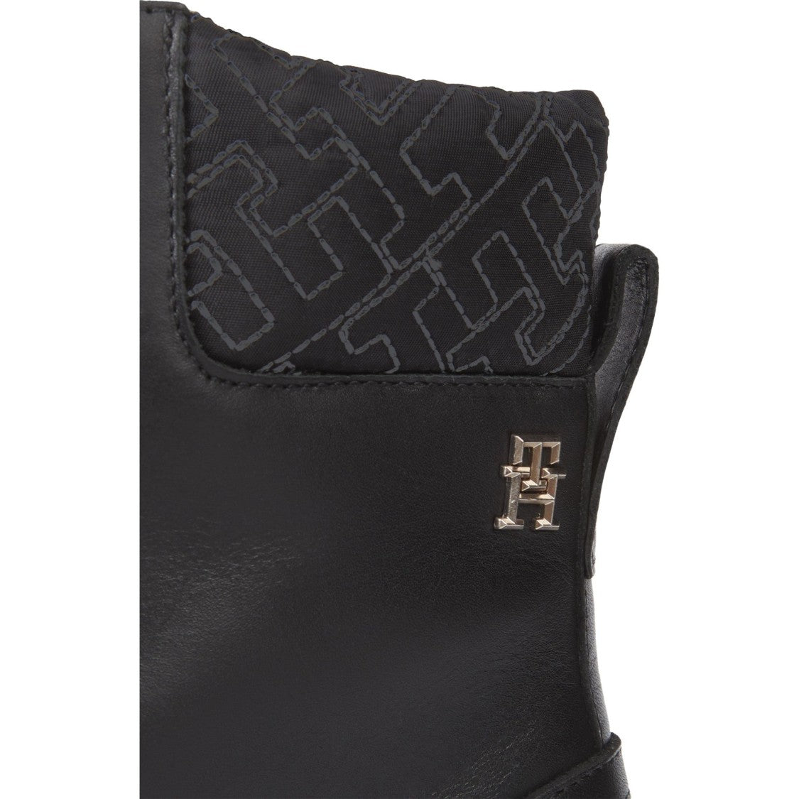Tommy Hilfiger Black Cleated Lace-Up Padded Collar Leather Boots