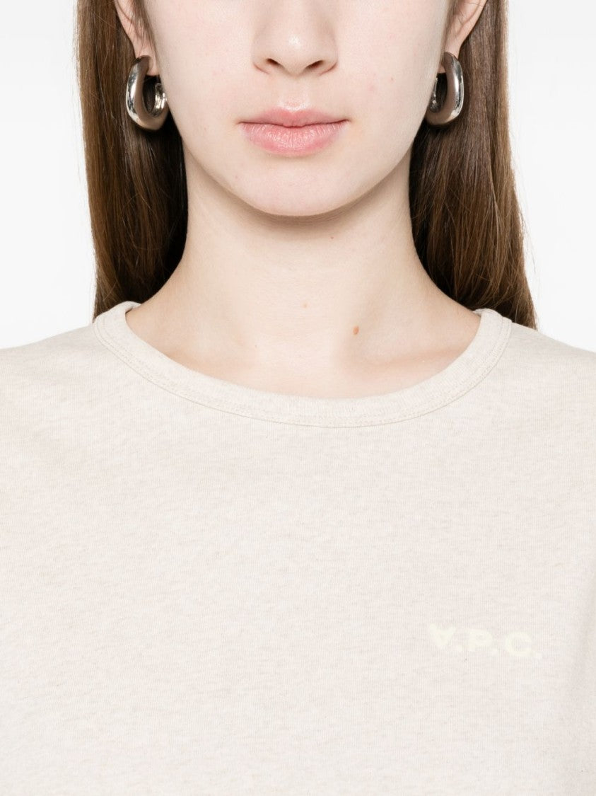 A.P.C. Cropped Off-White T-Shirt With Logo Detail