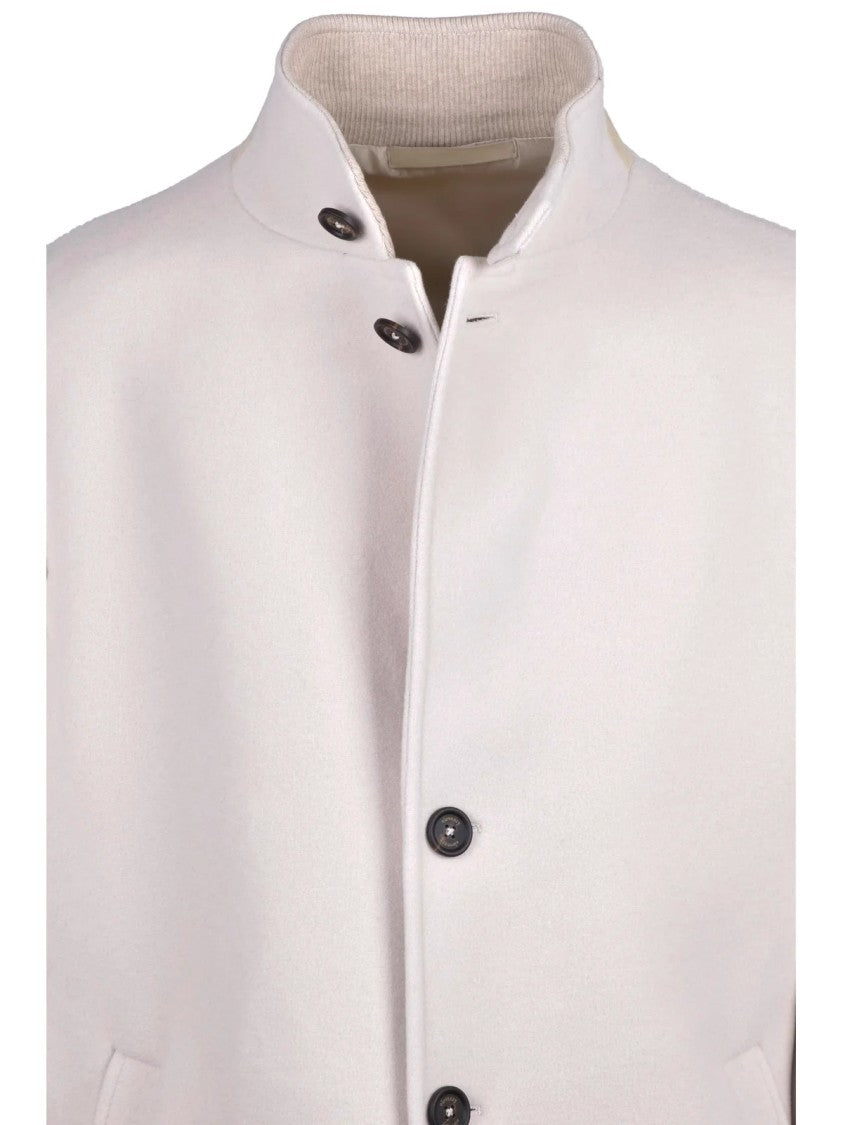 Eleventy Stand Collar Coat In Luxurious Wool-Blend Fabric