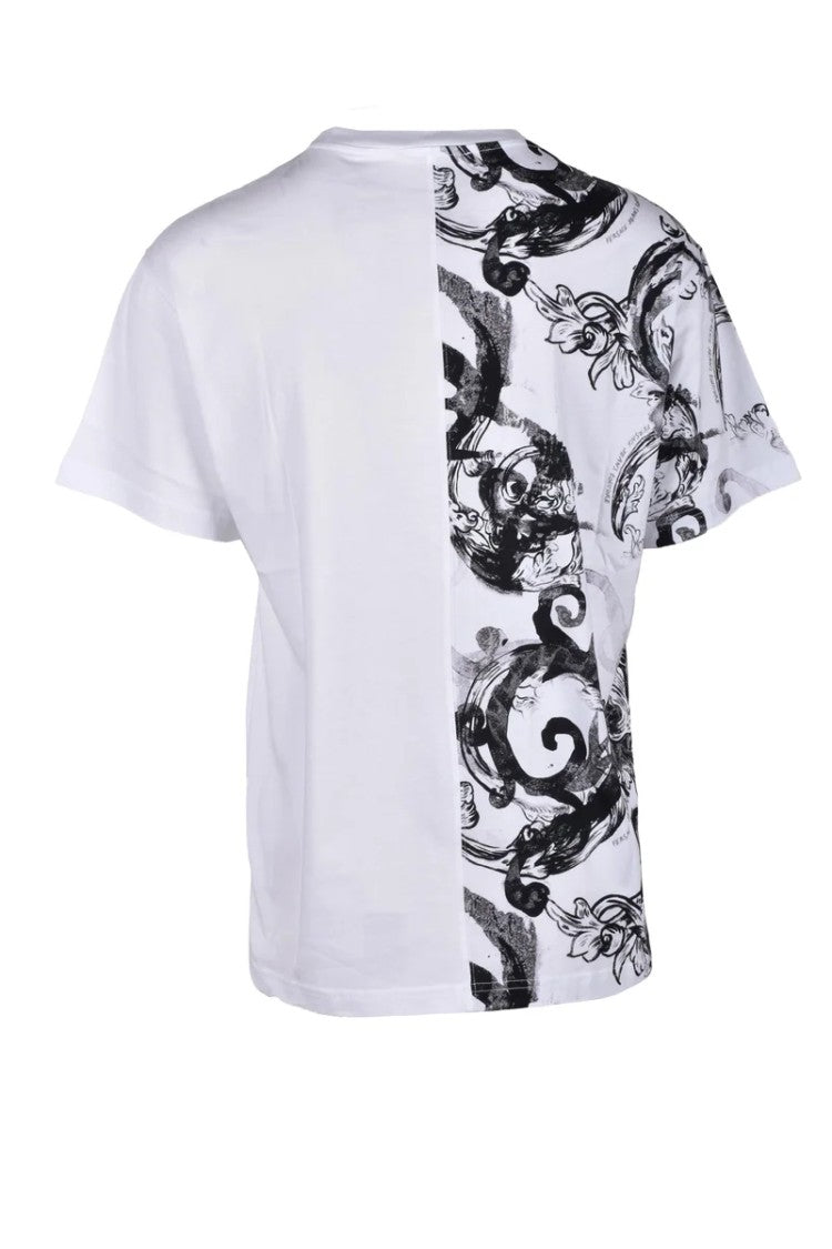 Versace Jeans Couture White Black Split Cotton T-Shirt