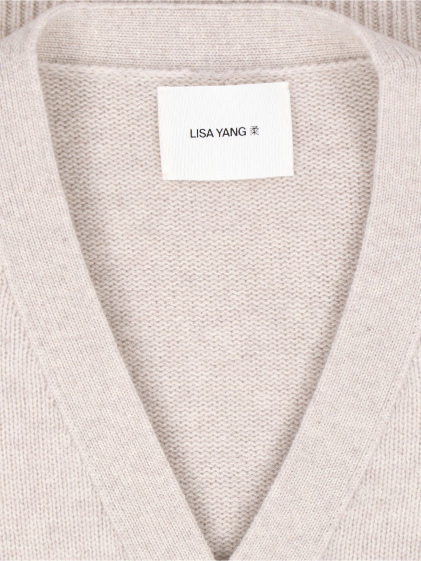 Lisa Yang Button-Down Knit Cardigan With V-Neckline