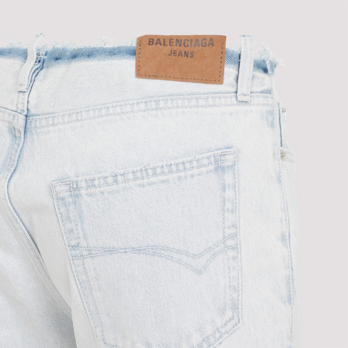 Balenciaga Cut Off Waistband Light Blue Cotton Jeans