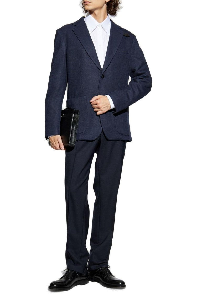 Brioni Tailored Black Jersey Blazer With Notch Lapel