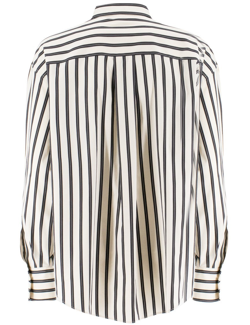 Brunello Cucinelli Oversized White And Black Striped Shirt