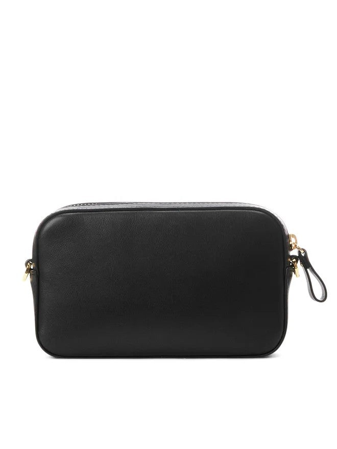 Lauren Ralph Lauren Compact Black Pouch Bag With Gold Emblem