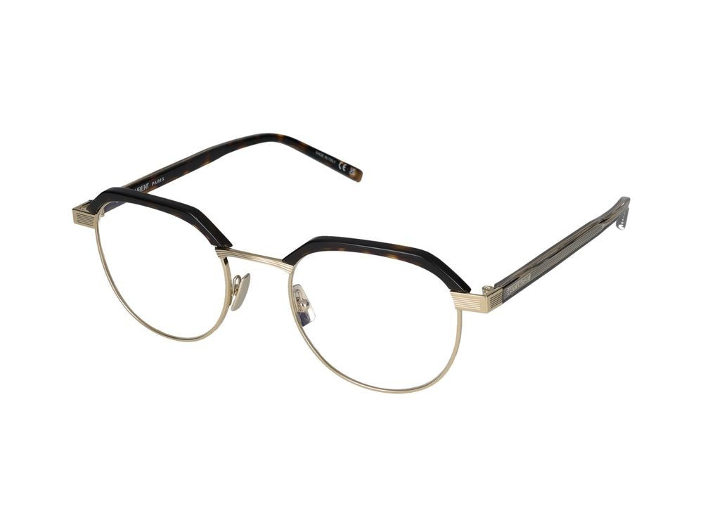 Saint Laurent Havana Geometric Metal Eyeglasses