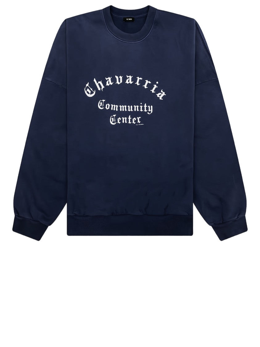 Willy Chavarria Navy Contrast Logo Cotton Sweatshirt