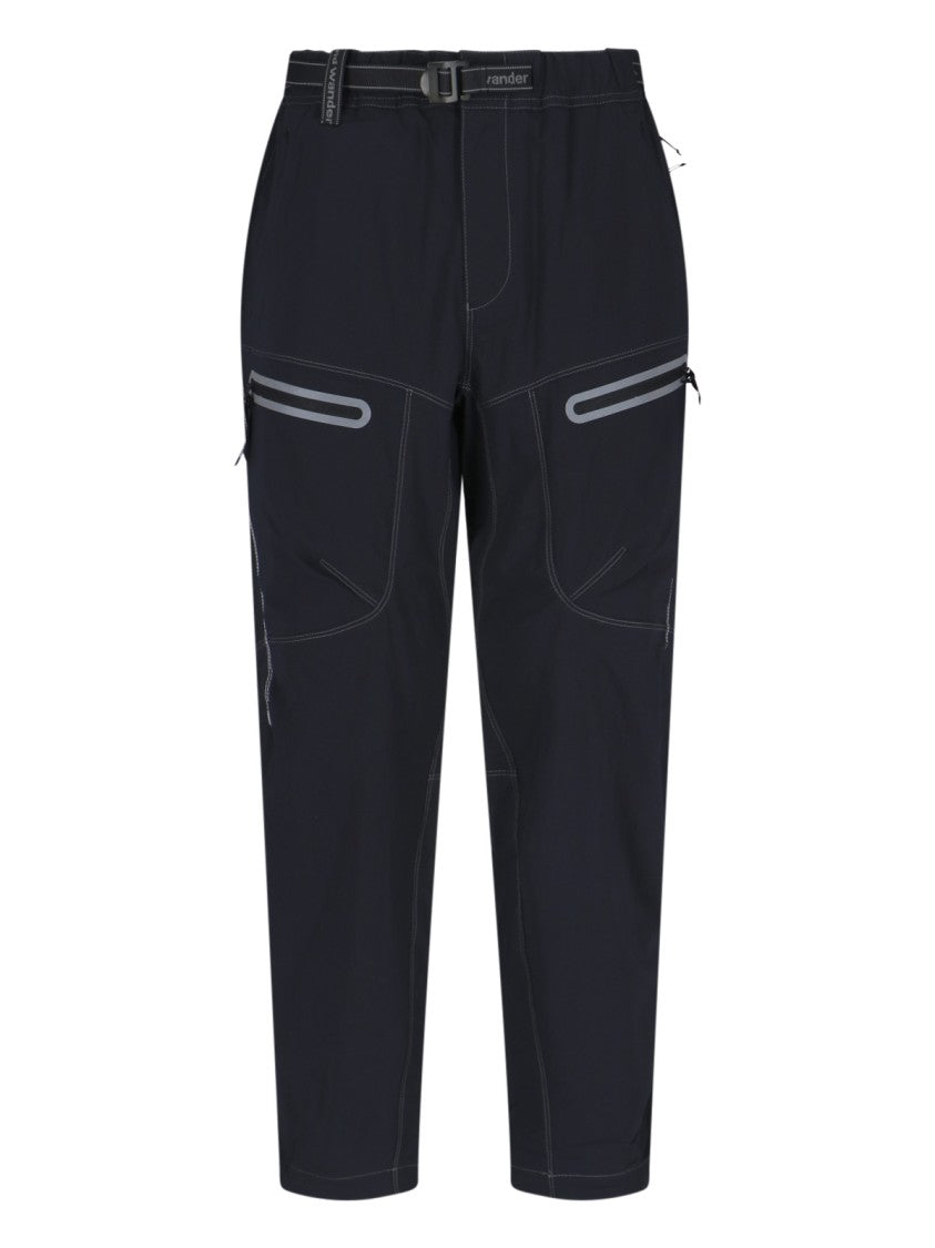 And Wander Streamlined Black Trousers With Zippered Pockets