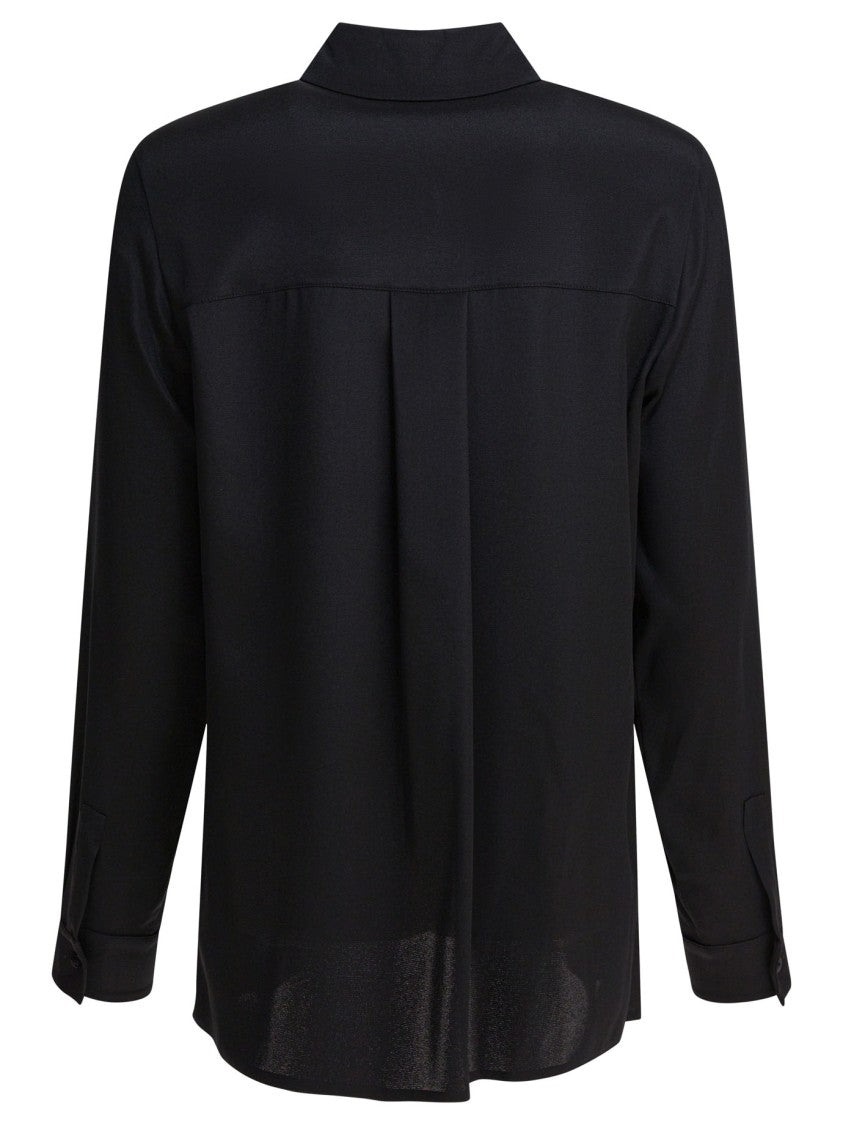 Max Mara Relaxed Fit Black Silk-Elastane Blend Shirt