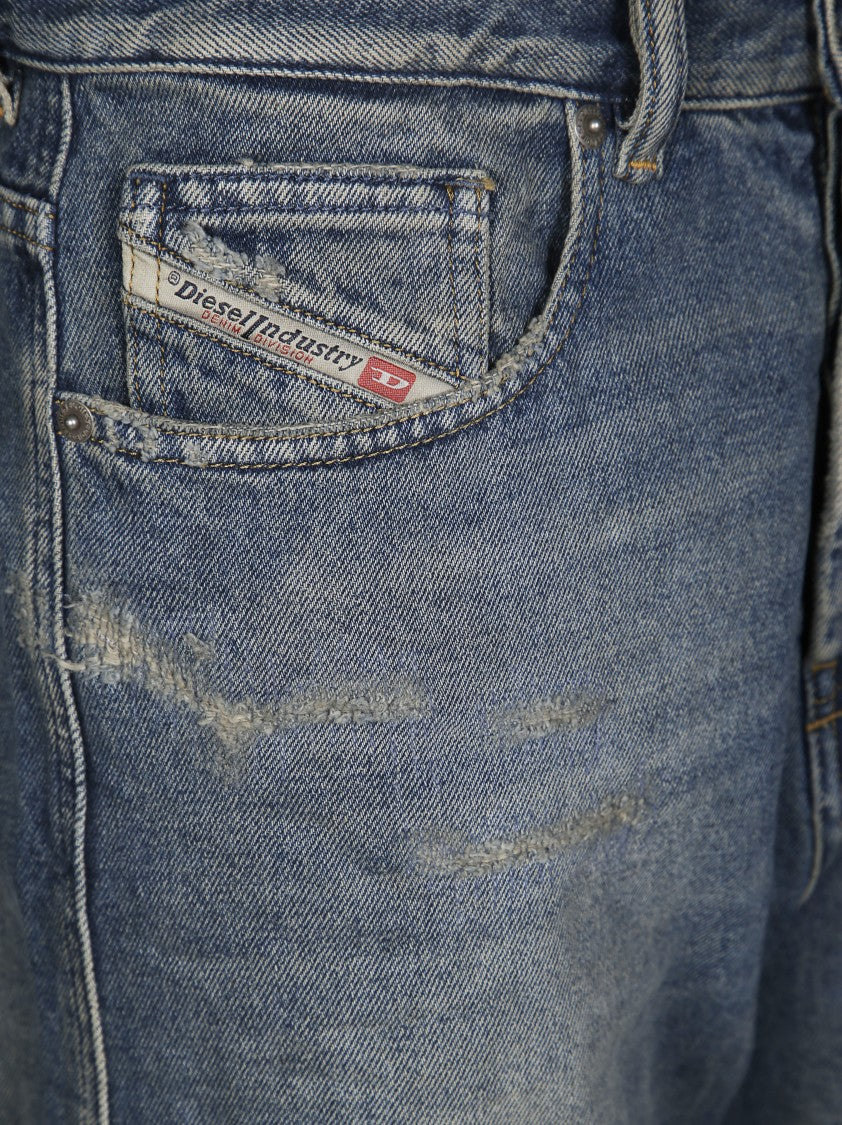 Diesel Wide-Leg Vintage Wash Jeans With Distressed Detailing
