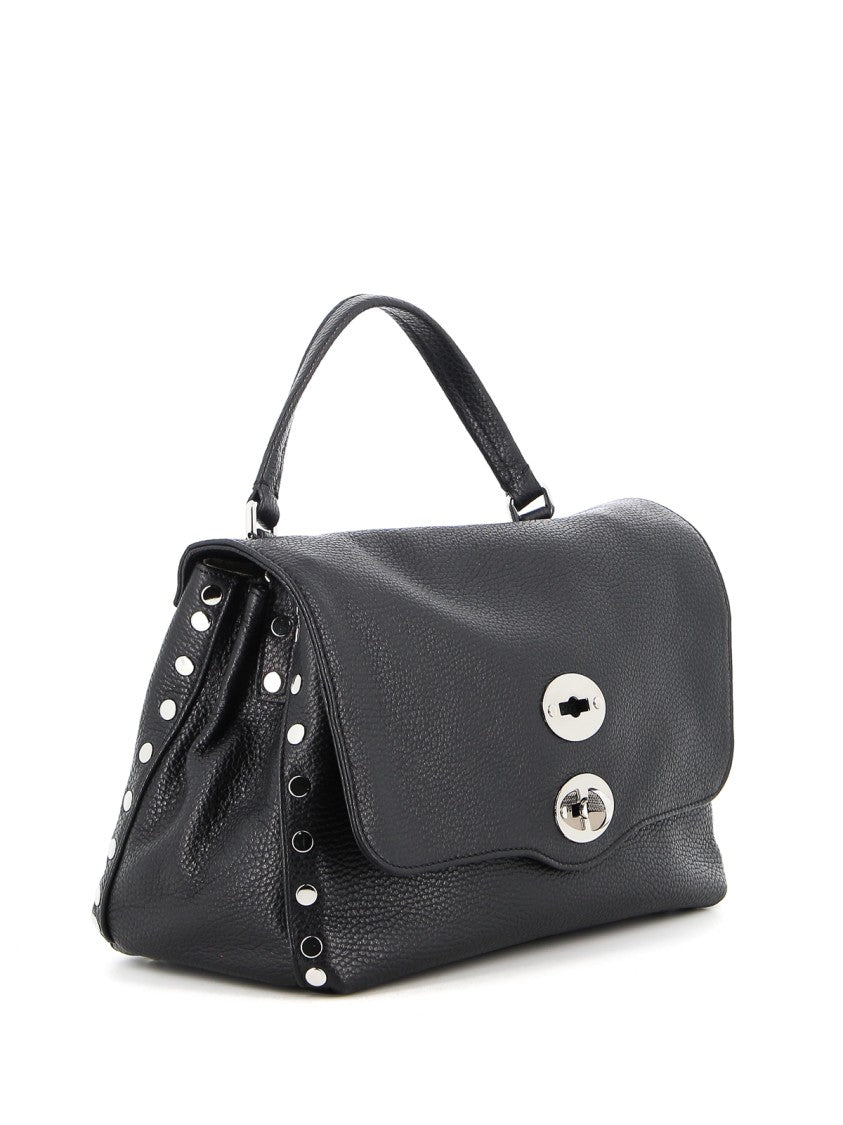 Zanellato Structured Leather Flap Shoulder Bag With Metallic Accents