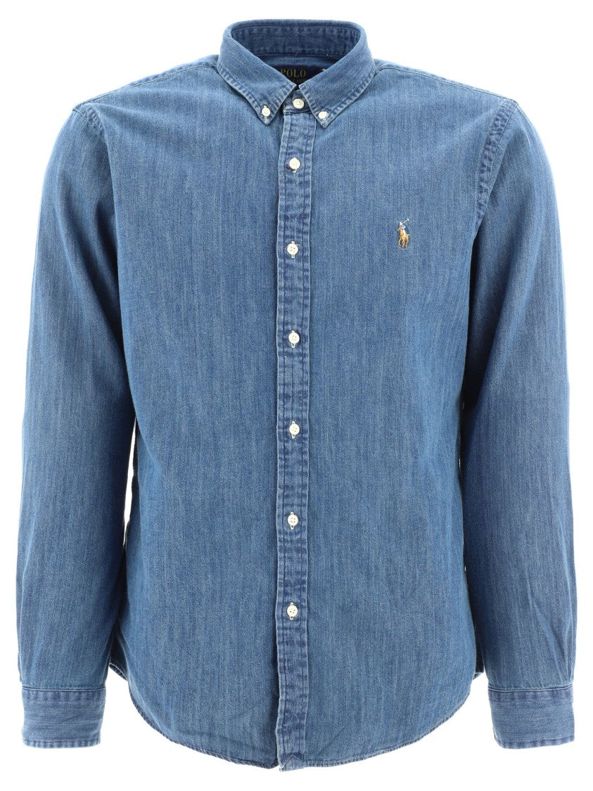 Polo Ralph Lauren Cotton Denim Button-Up Shirt With Subtle Logo