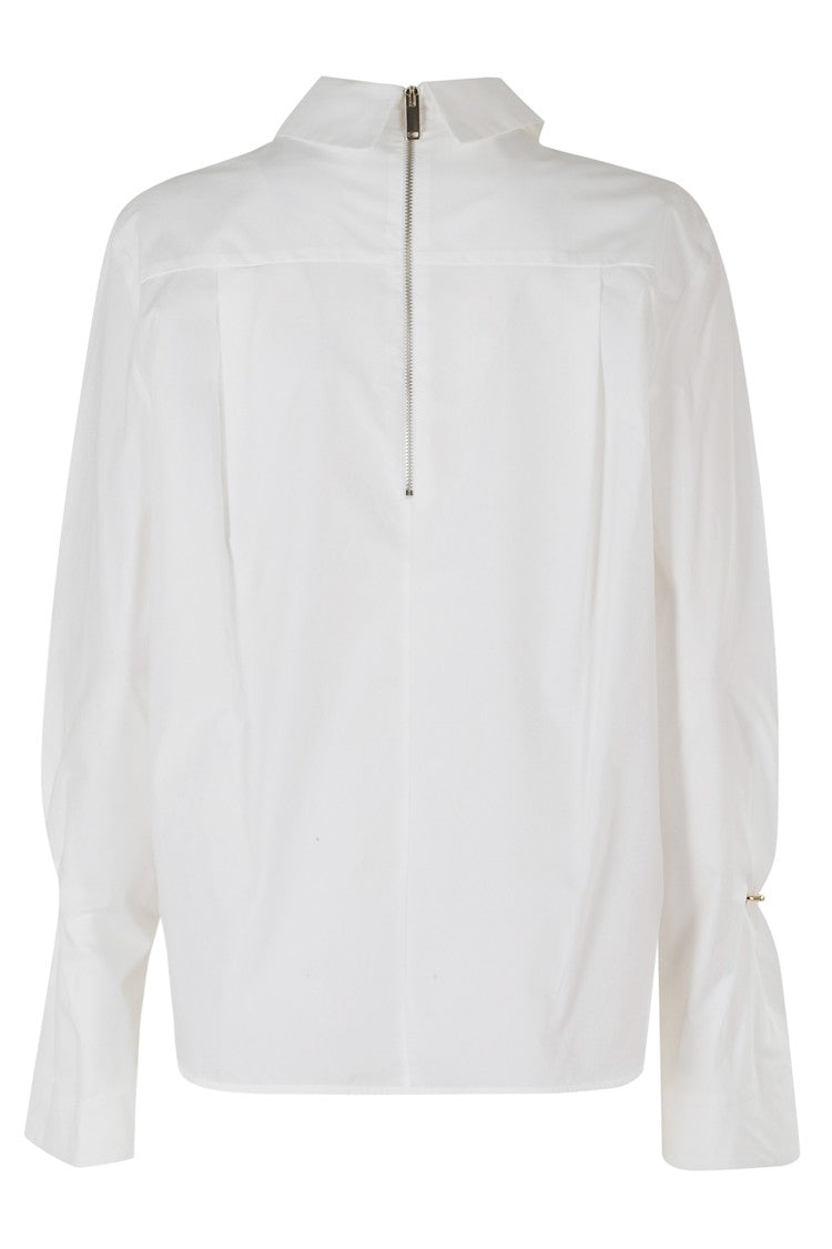Erika Cavallini White Cecilia Hidden Button Wide Cuff Cotton Shirt