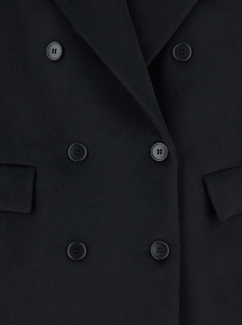 Plain Short Peacoat With Double-Breasted Design