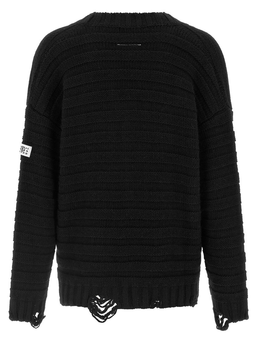 Mm6 By Maison Margiela Distressed Wool Cardigan