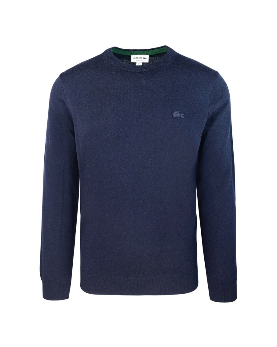Lacoste Merino Wool Sweater With Ribbed Detailing And Logo Emblem