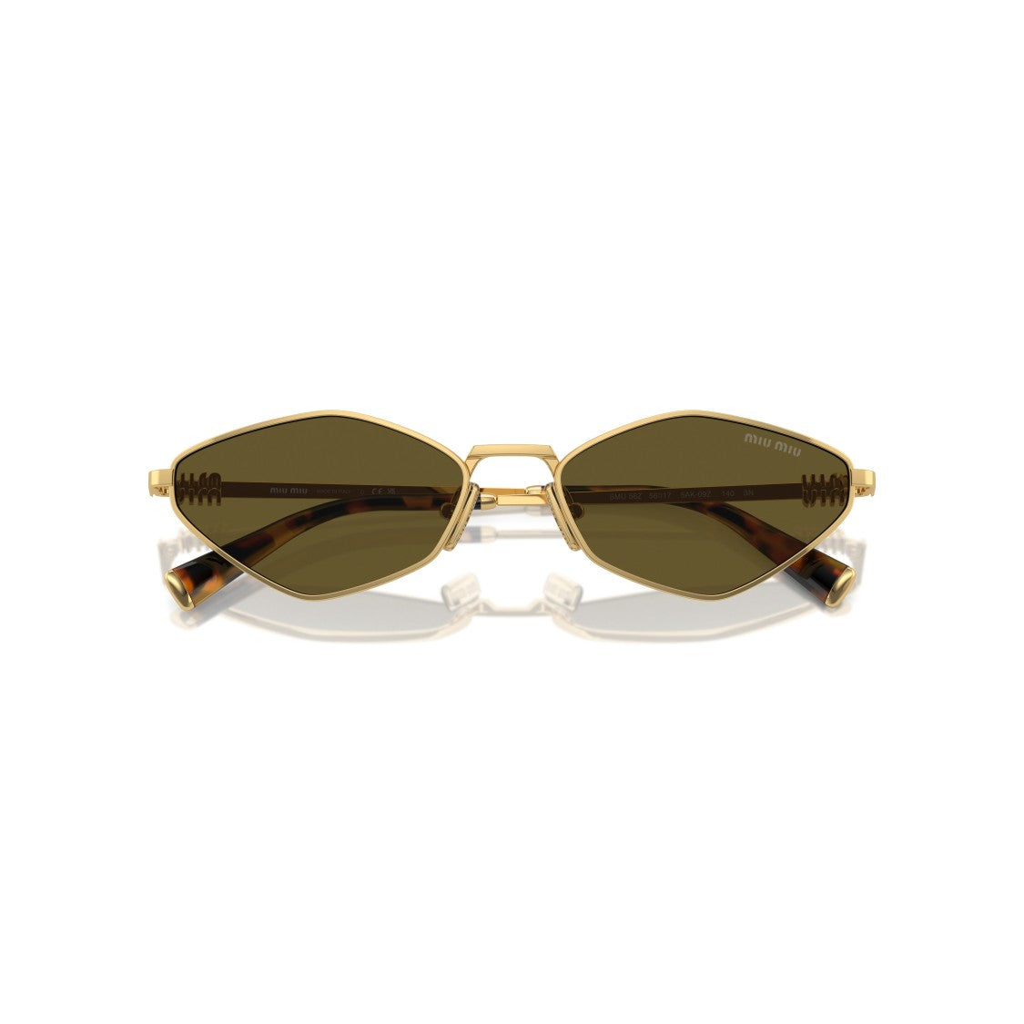 Miu Miu 0Mu 56Zs Angular Gold Metal Sunglasses