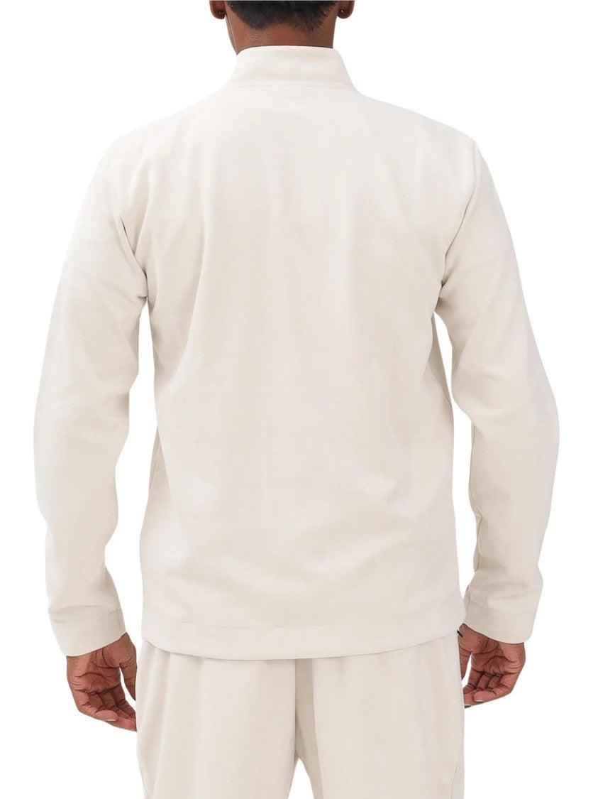 Ea7 Emporio Armani White Velvet Effect Polyester-Blend Full-Zip Sweatshirt